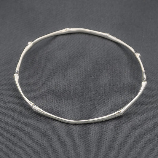 Sterling silver bamboo bangle 60 mm