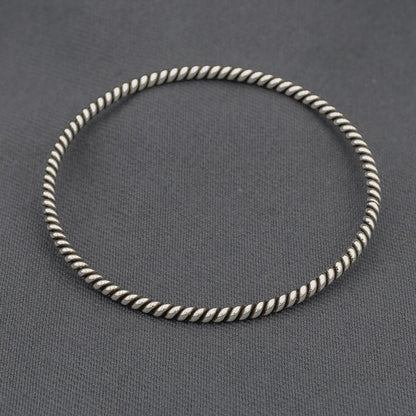 Sterling silver twisted bangle 60 mm