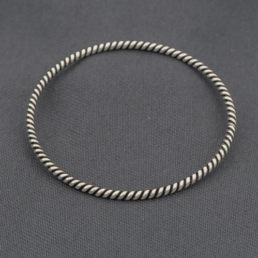 Sterling silver twisted bangle 60 mm