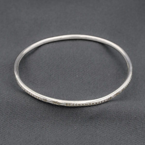 Sterling silver solid patterned bangle 56 mm