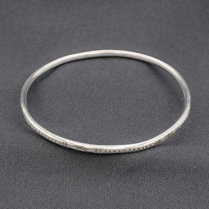 Sterling silver solid patterned bangle 56 mm