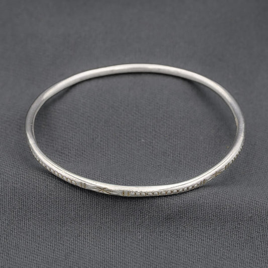 Sterling silver solid patterned bangle 56 mm
