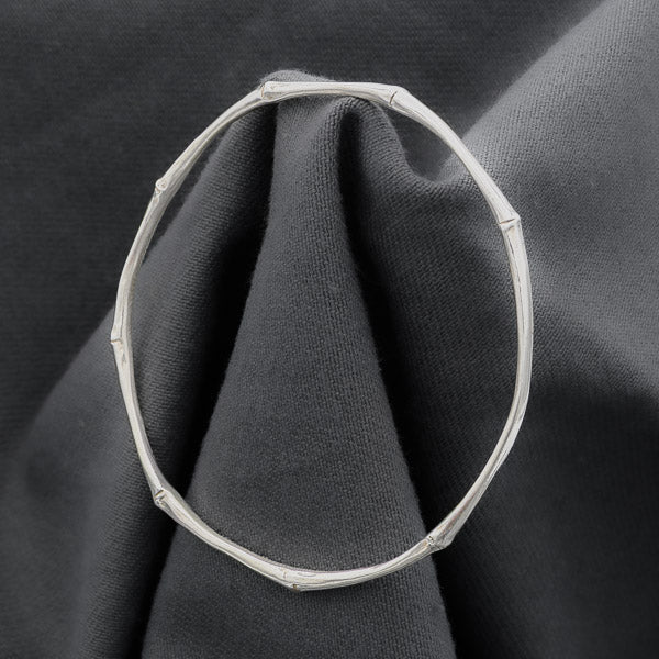 Sterling silver bamboo bangle 60 mm
