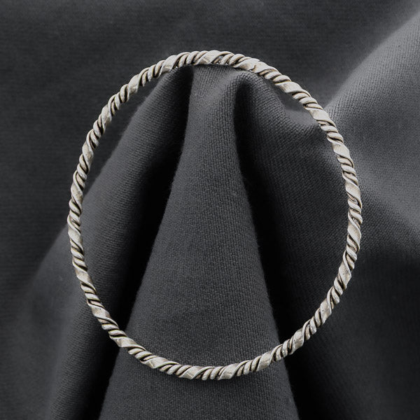 Sterling silver twisted bangle with a twist 60 mm