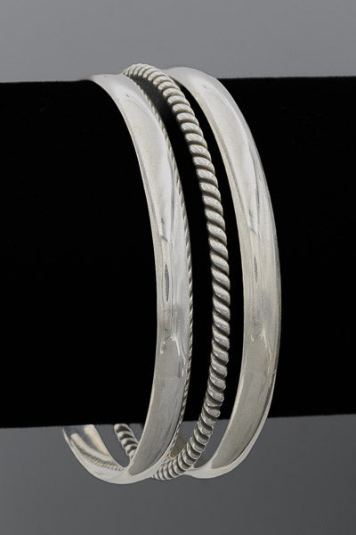 Sterling silver twisted bangle 60 mm