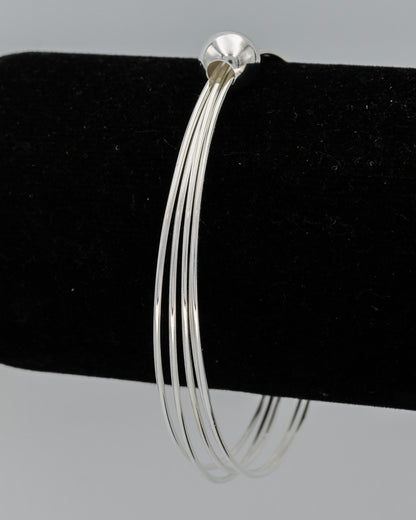 Sterling silver 5 wire bangle with a ball 62 mm - Silvertree Jewelry #