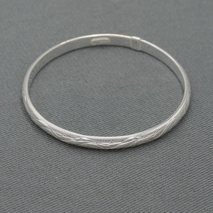 Sterling silver embossed bangle 6mm