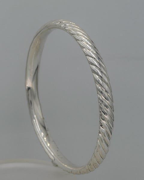 Sterling Silver Electroplated Pattern Bangle – 8mm