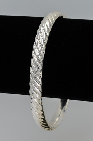 Sterling Silver Electroplated Pattern Bangle – 8mm