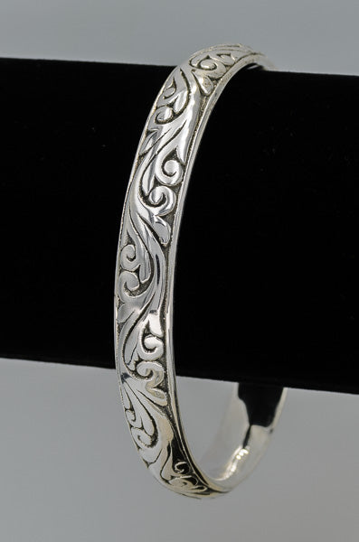 Sterling silver filigree bangle 65 mm x 10 mm