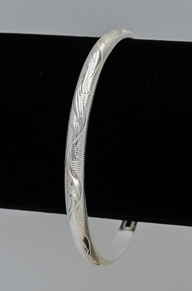 Sterling silver embossed bangle 6mm