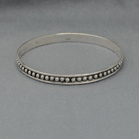 Sterling silver oxidized bangle medium with bobbles 65 mm