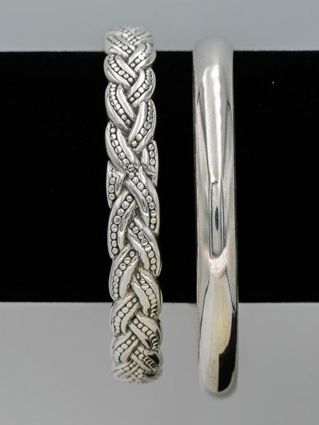 Sterling silver patterned bangle 65 mm