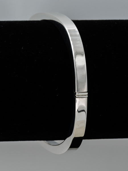 Sterling silver square hinged bangle 60 mm