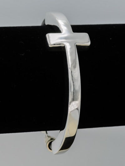 Sterling silver chunky cross bangle