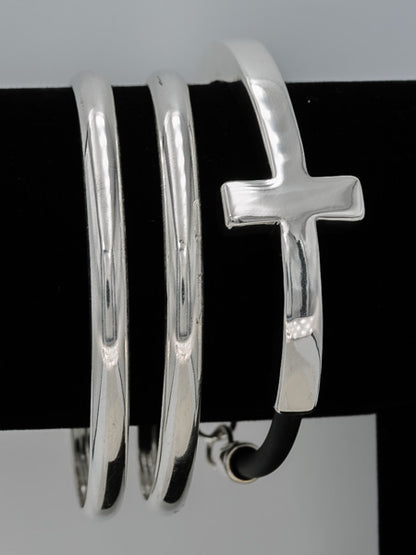 Sterling silver chunky cross bangle