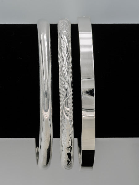 Sterling silver square edge bangle 65 mm