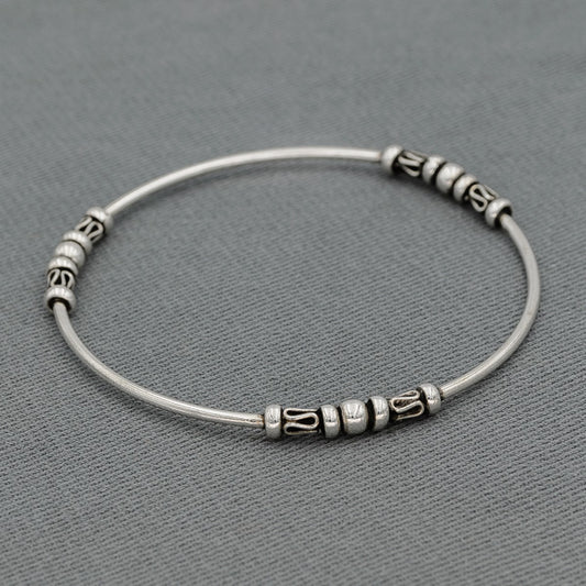 Sterling silver bali bangle with balls