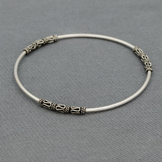 Sterling silver patterned bali style bangle 65 mm