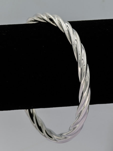Sterling silver twisted bangle 8mm