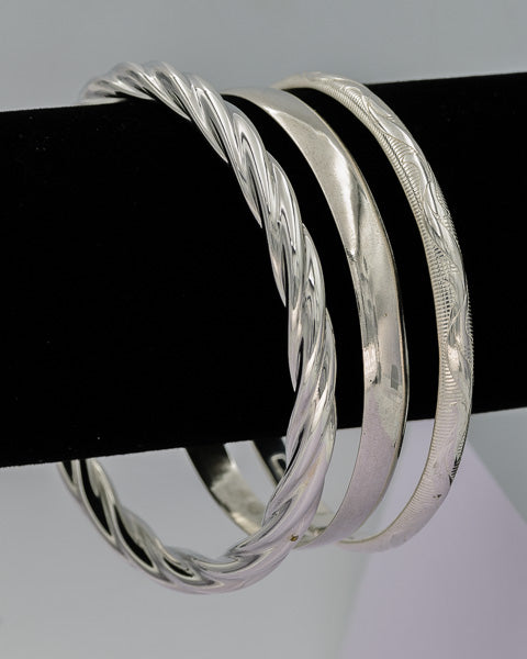 Sterling silver twisted bangle 8mm