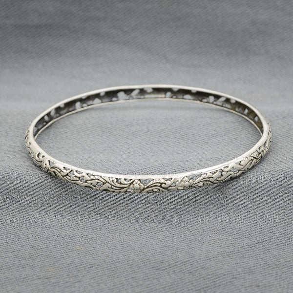 Sterling silver patterned  bangle 4 mm