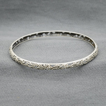 Sterling silver patterned  bangle 4 mm