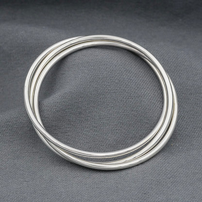 Sterling silver interlinked 4 mm bangles round