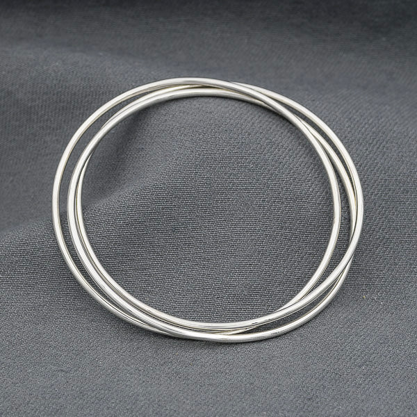 Sterling silver interlinked 2 mm bangles