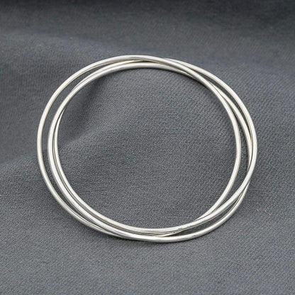 Sterling silver interlinked 2 mm bangles