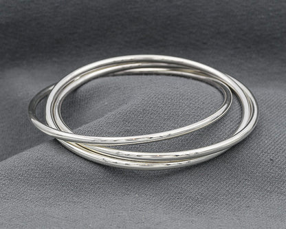 Sterling interlinked 3mm bangles round 70 mm