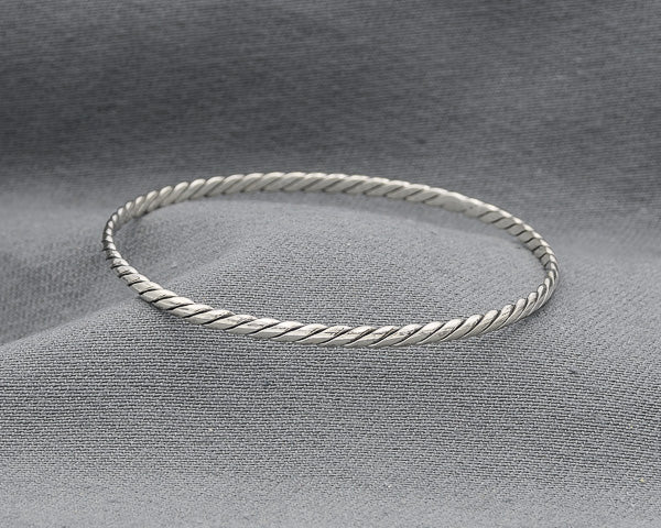 Sterling silver bangle with slanted lines