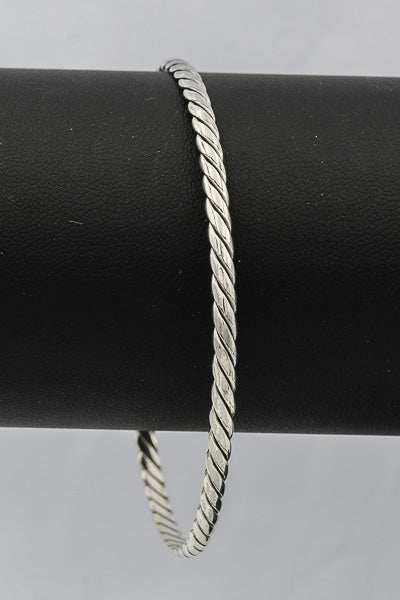 Sterling silver bangle with slanted lines