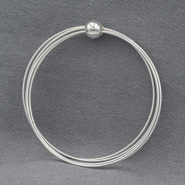 Sterling silver 5 wired bangle with a ball - Silvertree Jewelry #