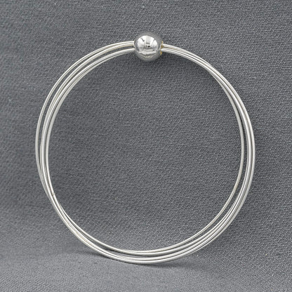 Sterling silver 5 wired bangle with a ball - Silvertree Jewelry #