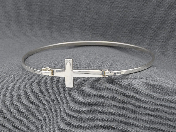 Sterling silver cross bangle - Silvertree Jewelry #