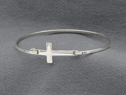 Sterling silver cross bangle - Silvertree Jewelry #