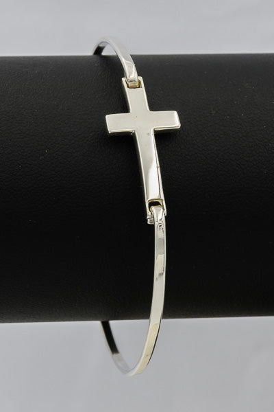 Sterling silver cross bangle - Silvertree Jewelry #
