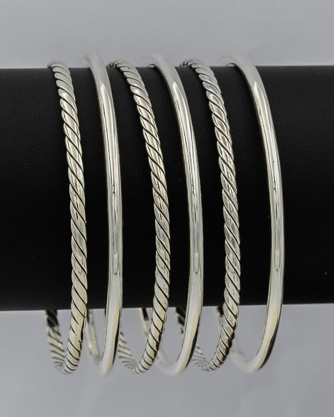 Sterling silver bangle with slanted lines
