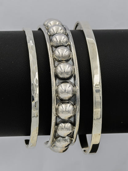 Sterling silver bangle 12 mm with 8 mm half domes