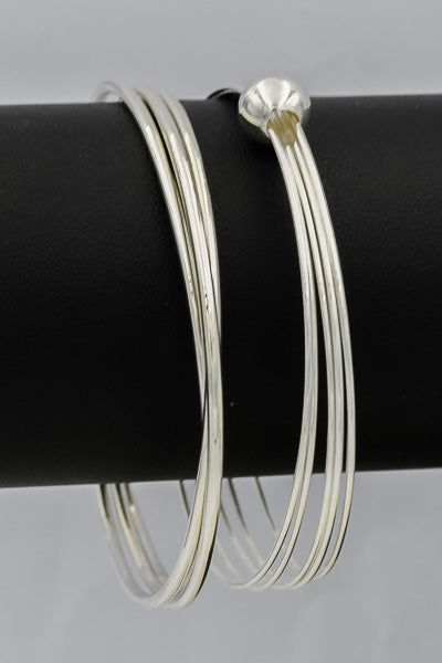 Sterling silver 5 wire bangle with a ball 62 mm - Silvertree Jewelry #