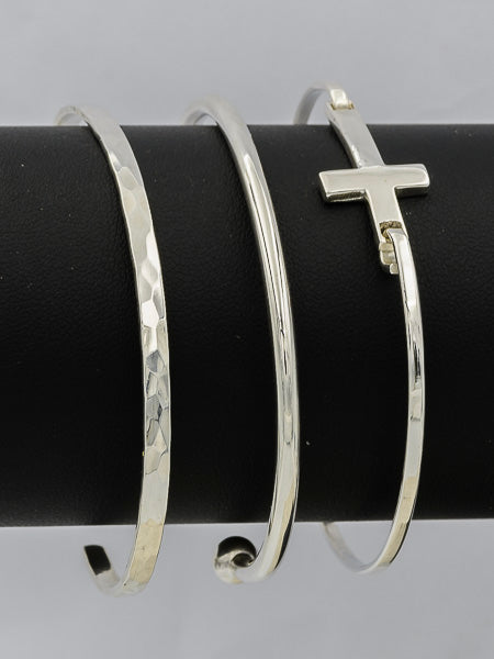 Sterling silver cross bangle - Silvertree Jewelry #