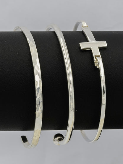 Sterling silver cross bangle - Silvertree Jewelry #