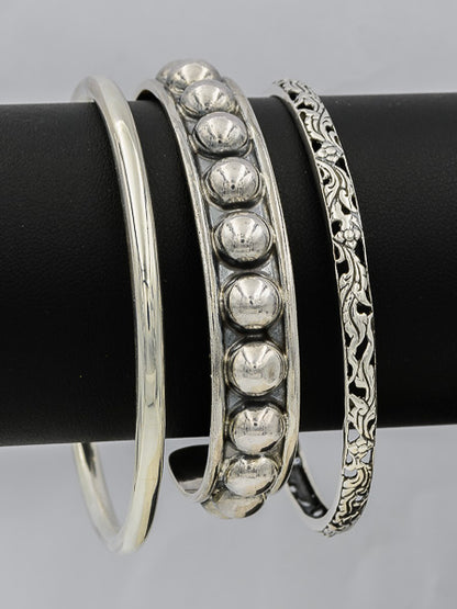 Sterling silver bangle 12 mm with 8 mm half domes