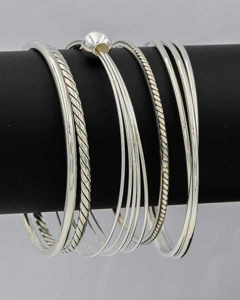 Sterling silver 5 wire bangle with a ball 62 mm - Silvertree Jewelry #