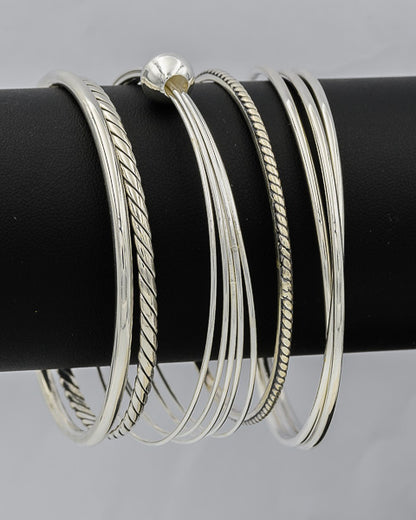 Sterling silver 5 wire bangle with a ball 62 mm - Silvertree Jewelry #