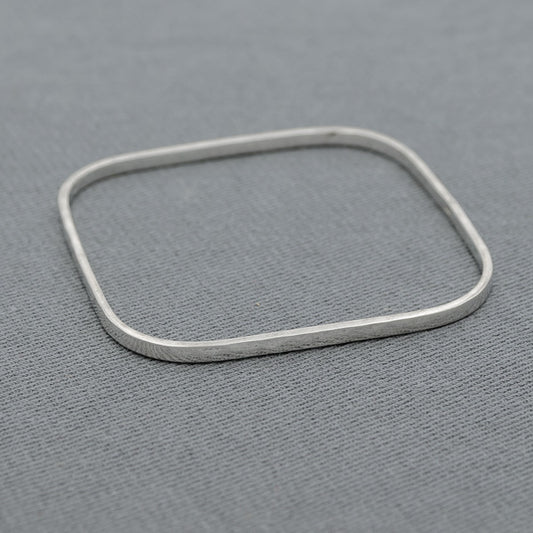 Sterling silver hammered square bangle