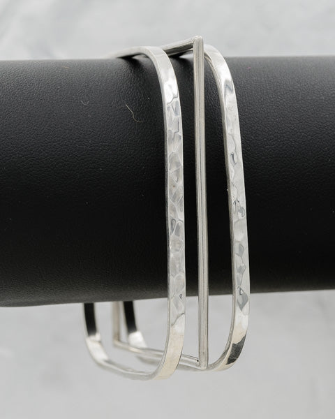 Sterling silver hammered square bangle