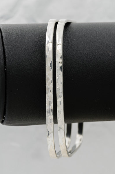 Sterling silver hammered square bangle