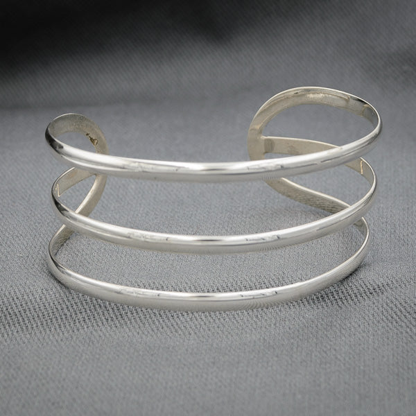 3  band sterling silver clip on bangle.